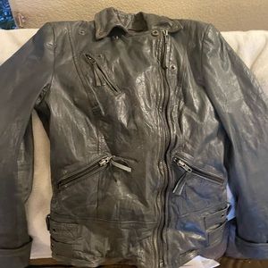 MUUBA Black Leather Biker Jacket